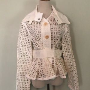 🆕 [Sacai Luck] Ivory Lattice and Lace Jacket Sz: 2